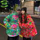 馨顏情侶裝冬裝新款國潮東北大花棉襖女ins網(wǎng)紅潮牌冬加厚花棉衣棉服 大紅牡丹花棉衣 S 85-95斤