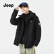 JEEP服裝情侶款三合一抓絨羽絨沖鋒衣新款秋冬戶(hù)外防風(fēng)保暖情侶登山服 黑色 (抓絨內膽） L