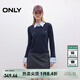 ONLY2025秋季新款含羊毛復古假兩件拼接毛衣針織衫女|125313004 E39海軍藍色 M