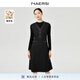 娜爾思（NAERSI）【綿羊毛】氣質(zhì)通勤黑色連衣裙女冬裝新款長(cháng)裙 黑色 XL