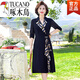 啄木鳥(niǎo)（TUCANO）新品洋氣中年女裝長(cháng)袖連衣裙夏季收腰媽媽裝長(cháng)裙子氣質(zhì)中 藏青色【C袖】旗艦款 2XL _【建議120-135斤】