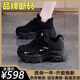 品牌女鞋秋冬季運動(dòng)休閑鞋女老爹鞋加絨厚底小個(gè)子內增高鞋跑步鞋 黑色【加絨K610-1】 39