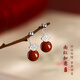 伊黛兒999純銀南紅如意耳釘過(guò)新年2026馬本命年高級耳環(huán)女耳飾實(shí)用禮物 E4202南紅如意999銀耳釘