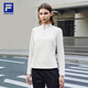 FILA 斐樂(lè )官方女子針織長(cháng)袖衫2025冬季新款健身運動(dòng)加絨半拉鏈長(cháng)T 淺粉灰-GY L 170/88A/L