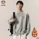 大嘴猴（paul frank）圓領(lǐng)灰色衛衣男秋冬加絨加厚寬松休閑上衣打底衫 淺灰加絨 2XL