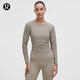 lululemon丨All It Takes女士運動(dòng) T 恤 *羅紋Nulu?芯吸 LW3GEZS 暖褐灰 S /6