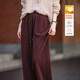 德瑪納【慵懶宅宅褲】冬季復古風(fēng)寬松直筒褲松緊腰舒適小個(gè)子女式休閑褲