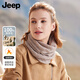 JEEP純羊毛鏤空設計感舒適圍巾脖套女2025冬季新款保暖女加厚護頸脖套