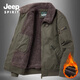 JEEP SPIRIT羊羔絨棉服男冬季美式毛領(lǐng)純棉工裝棉服寬松大碼山系外 軍綠色【加絨】 XL