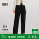 森馬（Semir）[商場(chǎng)同款]休閑褲女加絨長(cháng)褲簡(jiǎn)約冬2024仿呢闊腿褲101724127016A