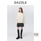 DAZZLE地素針織翻領(lǐng)套衫秋冬休閑慵懶風(fēng)白色抽繩毛衣女 白色 XS