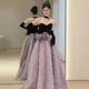 閃動(dòng)少女（SHANDONGSHAONV）抹胸訂婚晚禮服2025新款小眾氣質(zhì)赫本風(fēng)公主蓬蓬裙宴會(huì )主持人紫色 圖片色 M