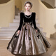 思妙星女童晚禮服高端輕奢小眾主持人女孩公主裙兒童鋼琴演奏合唱演出服 黑色 140