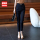 黛姿茹（daiziru）哈倫休閑褲子女秋季2025新款松緊腰九分工裝褲小個(gè)子小腳西裝褲 黑色/九分 常規 S (26) 推薦80-95斤
