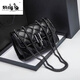 袋鼠單肩包情人節包女2025新款時(shí)尚百搭菱格鏈條包學(xué)生斜挎包小香風(fēng) 黑色槍鏈大號23*8*15