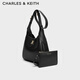 CHARLES&KEITH25冬新品簡(jiǎn)約通勤大容量托特包水桶包新年禮物送女友CK2-40782726 Black黑色 L