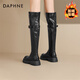 DAPHNE達芙妮過(guò)膝長(cháng)靴女冬季加絨保暖顯瘦兩穿美拉德騎士長(cháng)筒靴2025秋季新款 黑色 加絨 跟高 5cm 37 (235mm)
