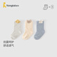 童泰嬰兒襪子四季男女寶寶提花中筒襪兒童無(wú)骨襪寬口襪3雙裝 藍色 3雙 0-6月