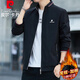 皮爾卡丹（pierre cardin）夾克男秋季外套商務(wù)休閑上衣立領(lǐng)長(cháng)袖茄克衫 黑色 XL
