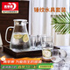 青蘋(píng)果水壺水杯套裝 涼水壺冷水壺錘紋耐熱玻璃嘟嘟壺*1錘紋玻璃杯*6