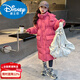 迪士尼兒童白鴨絨大被子羽絨服女童加長(cháng)款洋氣韓版冬季加厚保暖外套 品牌粉紅色 150