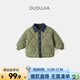 嘟嘟家男童加厚棉服冬裝女童冬季內里加絨外套兒童保暖翻領(lǐng)棉衣休閑外衣 軍綠色 110