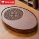 祥業(yè)竹制茶盤(pán)橢圓形儲水式茶托盤(pán)家用小型輕奢瀝水盤(pán)功夫茶具干泡茶臺 新胡桃木紋仿古橢圓盛水茶盤(pán)(大)