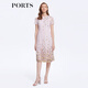 PORTS寶姿女裝夏季甜美通勤海鹽粉網(wǎng)紗刺繡連衣裙LM8D235MLP031 鹽粉色混色 M (6)