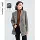 朗姿羊毛復古墊肩氣質(zhì)灰色西服外套高級感職業(yè)正裝設計感西裝冬季 淺灰色 L