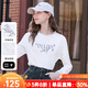 百圖betu女裝2025秋季新款T恤字母印花蕾絲拼接棉感長(cháng)袖上衣女2508T21 白色 M