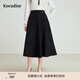 珂萊蒂爾秋季款高腰顯瘦A字裙短裙女氣質(zhì)百搭小黑裙傘裙 黑色 L