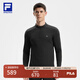 FILA 斐樂(lè )官方男子針織長(cháng)袖上衣2025冬季新款健身運動(dòng)加絨基礎長(cháng)T 深黑-BK XL 180/100A/XL
