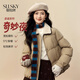 熙世界（sllsky）巴恩風(fēng)卡其色棉衣外套冬季時(shí)尚毛絨翻領(lǐng)保暖短款面包棉服 布丁卡其 M
