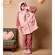 果殼（Gukoo）睡衣女可愛(ài)小怪獸冬季厚款家居服套裝珊瑚絨睡衣女冬款D 粉色女套 XS