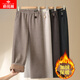 俞兆林（YUZHAOLIN）中老年女褲媽媽褲子秋冬款休閑長(cháng)褲闊腿奶奶褲加絨加厚老太太褲子 卡其色 加絨 3XL 建議115-130斤