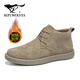七匹狼（SEPTWOLVES）休閑皮鞋男款2026棉鞋春季男復古潮流休閑鞋子男款中幫加絨勃肯鞋 杏色【中幫加絨】 41