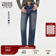 Teenie Weenie小熊女裝牛仔褲秋季新款休閑簡(jiǎn)約通勤直筒褲 深藍色 XS (155)