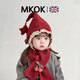 MKOK英國寶寶帽子圍巾套裝秋冬季圣誕紅色可愛(ài)萌嬰幼兒女童防風(fēng)毛線(xiàn)帽 紅色-蝴蝶結櫻桃套裝 建議8個(gè)月-3歲(45-50CM)