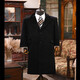 柴斯特羊毛呢大衣男歐美經(jīng)典長(cháng)款修身外套風(fēng)衣 黑色 S