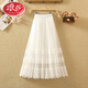 浪莎蕾絲網(wǎng)紗百褶半身裙女春夏中長(cháng)款A字大擺紗裙蛋糕裙長(cháng)裙仙女裙子 白色 均碼