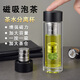 鴻迪磁吸玻璃杯茶水分離杯泡茶杯男士辦公雙層防燙耐高溫高硼硅水杯子 黑色【破損包賠】 330ml