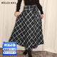 Olrain歐芮兒慵懶百搭裙2025秋季新款維希格子設計感不規則半身裙 黑白格子 M 160/68A/M