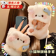 貓咪手套冬季女可愛(ài)卡通保暖騎行防寒學(xué)生漏指翻蓋毛絨半指手套 小貓手套 （送掛繩/均碼)