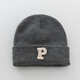 U&MUDI嬰兒帽秋冬韓式男孩字母針織帽冬季新生兒小月齡嬰兒保暖羊毛帽 PT P套頭帽-深灰色 建議2個(gè)月-2歲 x 頭圍40-49cm