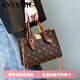 ANYSMIC包包女包輕奢侈品牌2025新款秋冬寬帶斜挎包手提老花托特包 咖啡色