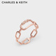 CHARLES&KEITHCK5-32120395銀河星語鑲鉆鏤空鏈環(huán)戒指女生日禮物 Rose Gold玫瑰金色 M