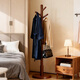 全品屋衣帽架衣架落地立式家用實(shí)木掛衣架落地臥室辦公室掛包客廳橡粗胡