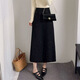 針織半身裙毛線(xiàn)A字裙女2025冬季新款高腰中長(cháng)款時(shí)尚百搭顯瘦裙子 黑色 均碼