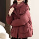 梵闋加厚羽絨棉服女2025冬季棉衣短款時(shí)尚韓版寬松連帽保暖棉襖上衣潮 酒紅色 XL 建議125-140斤