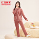 紅豆居家（Hodohome）女士抗靜電寶寶絨睡衣女加絨加厚海島絨家居服 紅色 M